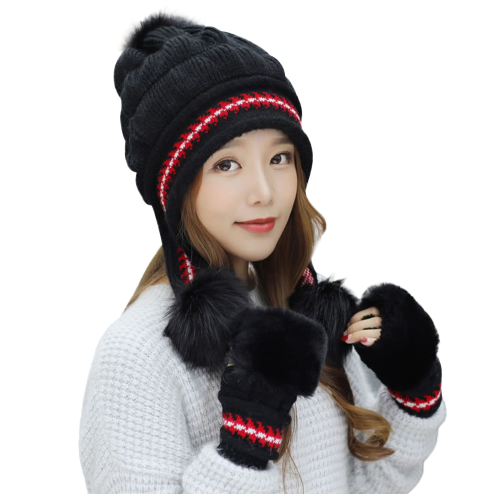 Leather hat with fur ball 2025