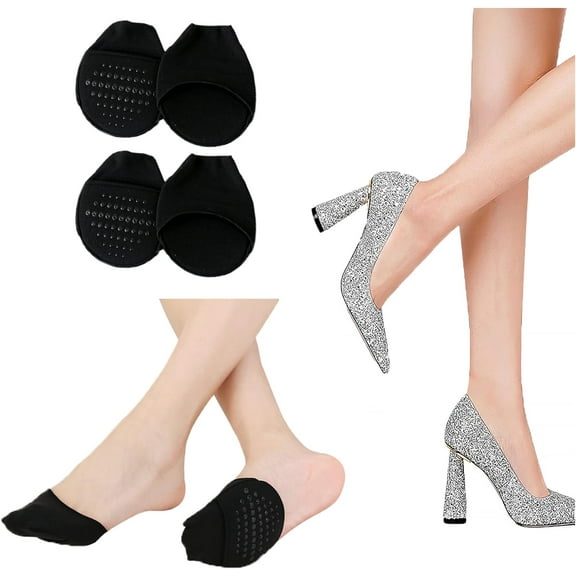 Ball of Foot Cushion Socks Seamless Toe Topper Socks Half Forefoot Socks Non-Slip Pain Relief Toe Half Socks