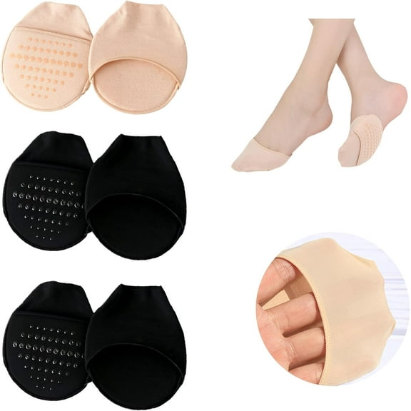 Ball of Foot Cushion Socks Women's Toe Cover with Padding Toe Topper Liner Socks No Show Half Socks with Sponge Cushion