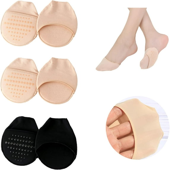 Ball of Foot Cushion Socks Women's Toe Cover with Padding Toe Topper Liner Socks No Show Half Socks with Sponge Cushion