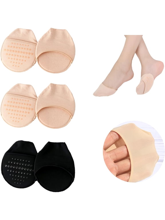 Ball of Foot Cushion Socks Women's Toe Cover with Padding Toe Topper Liner Socks No Show Half Socks with Sponge Cushion