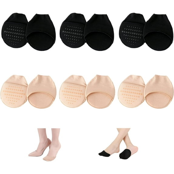 Ball of Foot Cushion Socks Women's Toe Cover with Padding Toe Topper Liner Socks No Show Half Socks with Sponge Cushion