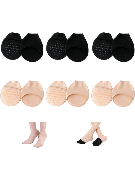 Ball of Foot Cushion Socks Women's Toe Cover with Padding Toe Topper Liner Socks No Show Half Socks with Sponge Cushion
