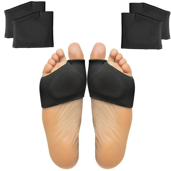 Ball of Foot Support Cushions - Metatarsal Pads for Sesamoiditis, Metatarsalgia & Morton's Neuroma, 2 Pairs Gel Inserts with Fabric Sleeves (Large)