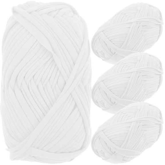Ball of Wool DIY Craft Rope Cotton Yarn for Crocheting Polyester Roving 4 Rolls White