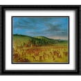 thumbnail image 1 of Ball-play of the Choctaw--Ball Up 2x Matted 32x28 Large Black Ornate Framed Art Print by George Catlin, 1 of 2