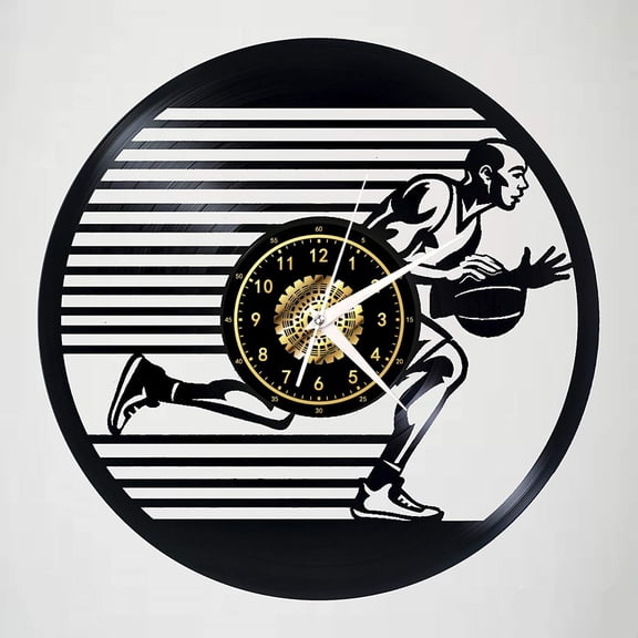 Ball sports Football Basketball Pingpong Vintage Black Vinyl Record Wall Clock Wall Art 3D Modern Design Office Bar Room Home Decor Gift