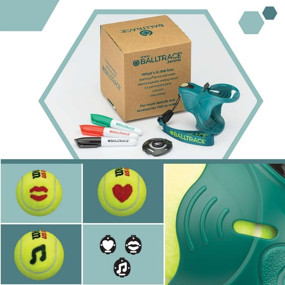 BallTrace Tennis / Padel Ball Marker | Game Point Green | Love & Music Emoji Bundle