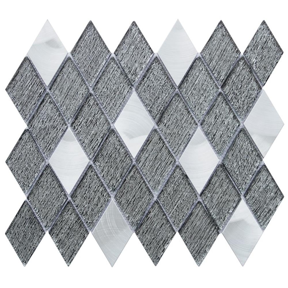 Ballagh 9.9" x 12" Black Glass and Metal Mosaic Tile