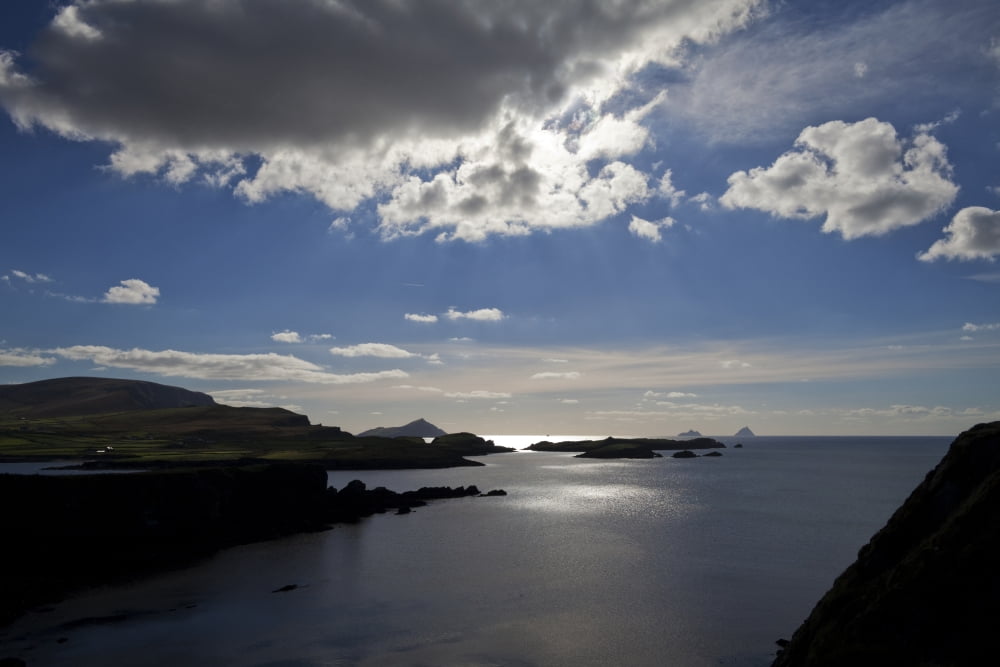 Ballaghnanea Head Puffin Sound and Puffin Ireland From Valencia Island The Ring of Kerry County Kerry Ireland Canvas Art - George Munday Design Pics (38 x 24)