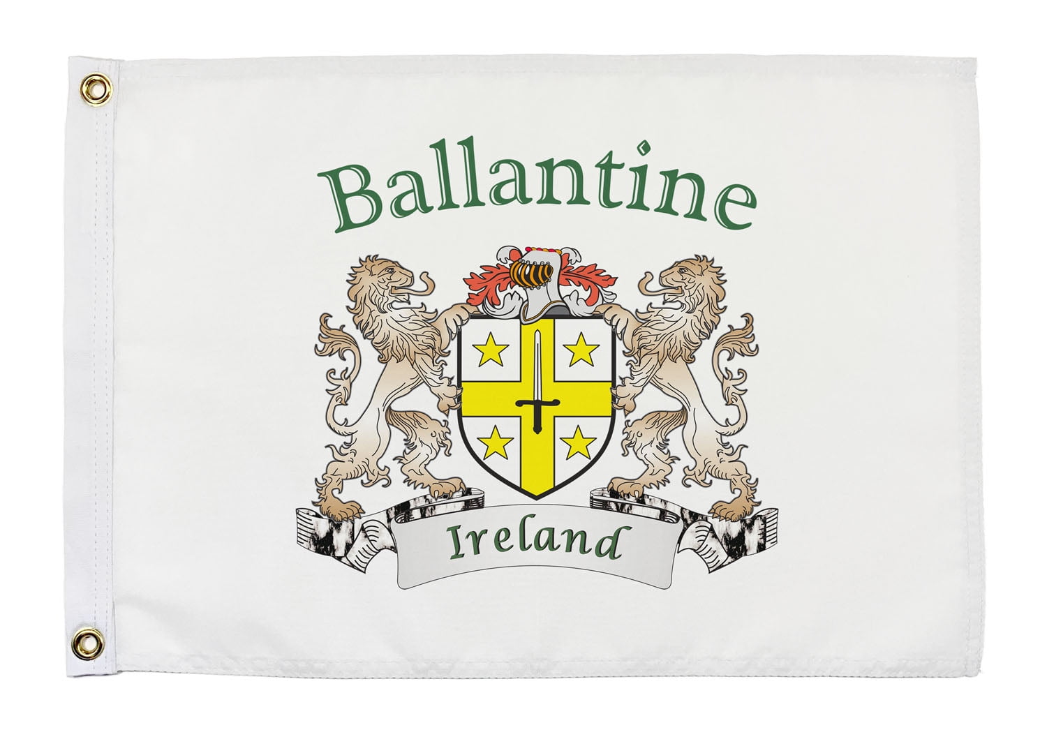Ballantine Irish Coat of Arms Small White Flag - 16