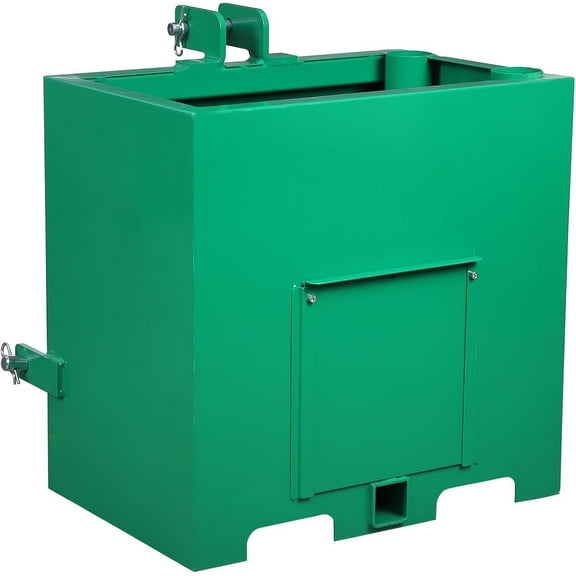 Ballast Box 3 Point,800lbs Capacity, Standard 2 inch Hitch Receiver,with 5cu.ft Volume, Heavy Duty Steel, Fits Category 1 Tractor Attachment, Green