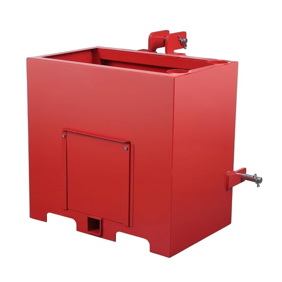 Ballast Box for Tractors, 800 LB Load Capacity & 5 Cu.ft Heavy Duty Steel Ballast, Fits Category 1 Three Point Hitch with Standard 2" Receiver, Rear Counterweight Attachment for Loader Work, Red