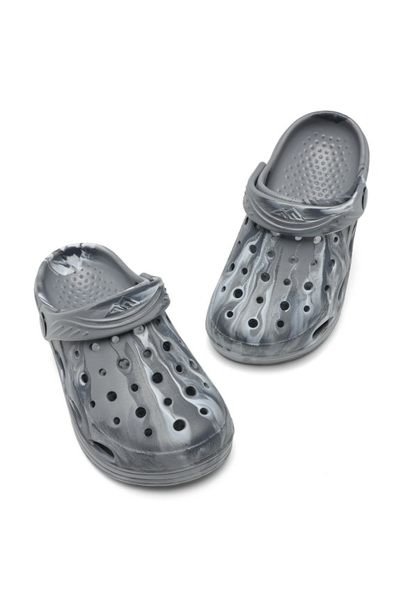 Kids Camo Garden Clogs - Comfortable, Colorful Slip-On Clog Mules for Boys and Girls - Perfect for Beach, Pool, and Everyday Wear,Grey/White,Littler Kid 11