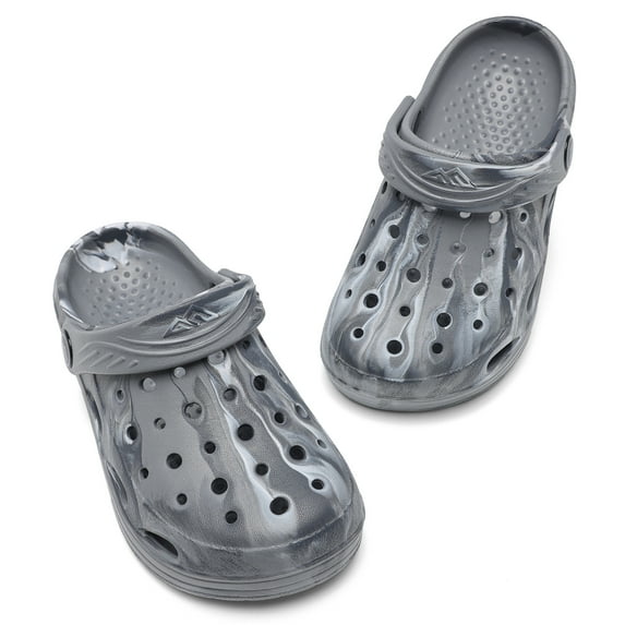 Ballaza Kids Camo Garden Clogs - Comfortable, Colorful Slip-On Clog Mules for Boys and Girls - Perfect for Beach, Pool, and Everyday Wear,Grey/White,Todder 10