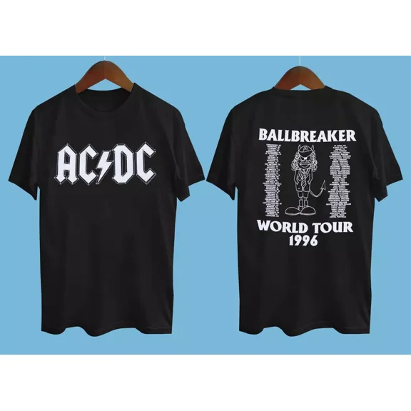 Ballbreaker Music Inspired Cotton Black Double Side T-Shirt Retro Concert Aesthetic Unisex Shirt, Retro Music Graphic Tee, Album Inspired Music Graphic Tee