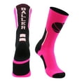 thumbnail image 1 of Baller Basketball Logo Crew Socks (Neon Pink/Black, Medium), 1 of 2
