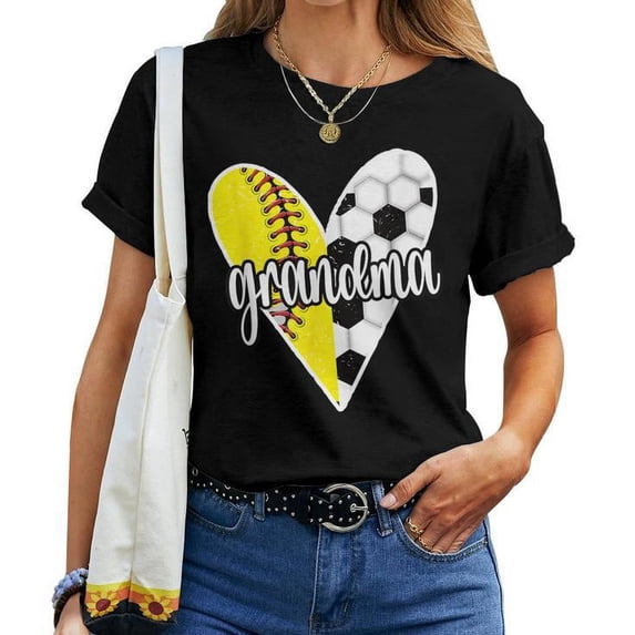 Baller Grandma T-Shirt – Proud Softball and Soccer Player Grandma Tee, Fun Sports Grandma Shirt for Women, Perfect Gift for Athletic Grandmas