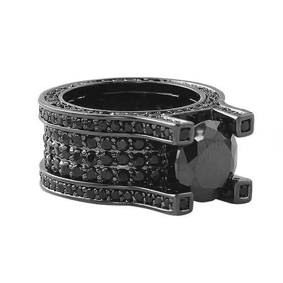 Baller Solitaire Eternity Black Bling Bling Ring (10)