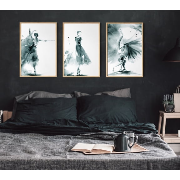 Ballerina 3 Fine Art Prints Set Wall Decor, Dance Watercolor Painting Ballet Art, Poster Only