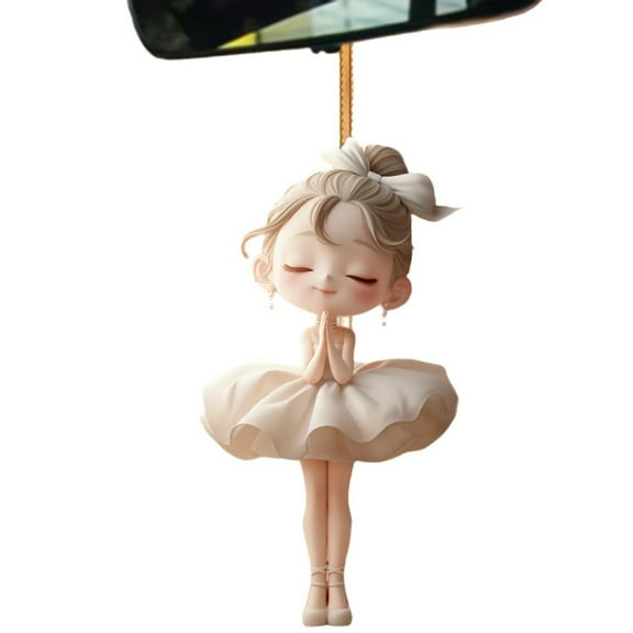 Ballerina Acrylic Car Mirror Decoration Hanging Ornament For Car Interior Dashboard Decor Cute Ballet Dancer Figurine 4Inch