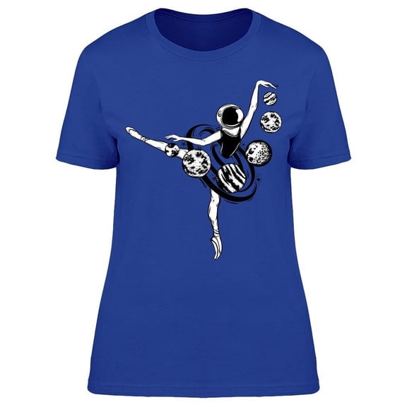Ballerina Astronaut Planets Pose T-Shirt Women -Image by Shutterstock, Female 3X-Large