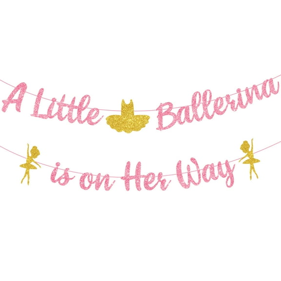 Ballerina Baby Shower Decorations, Pink Glitter A Little Ballerina Is On Her Way Banner for Girls Tutu Birthday Party Supplies, Ballet Backdrop Little Princess Ballet Theme Baby Shower Decor