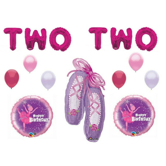Ballerina Ballet Shoes Tutu 2nd Birthday Happy Party balloons Decorations TwoTwo