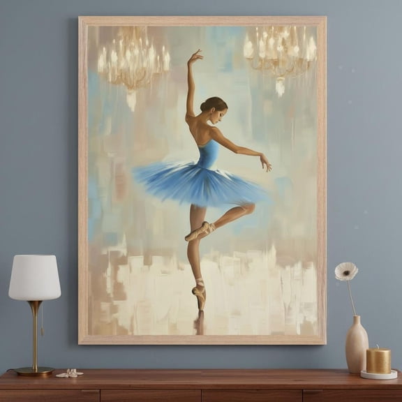 Ballerina Blue Tutu Wall Art Ballet Dancer Room Decor Impressionist Dance Unframed Paper Print