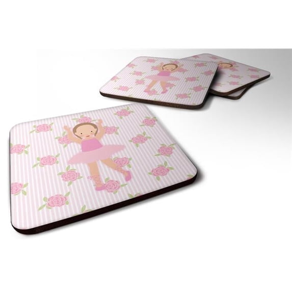 Ballerina Brown Hair Ponytails Foam Coaster, Set of 4