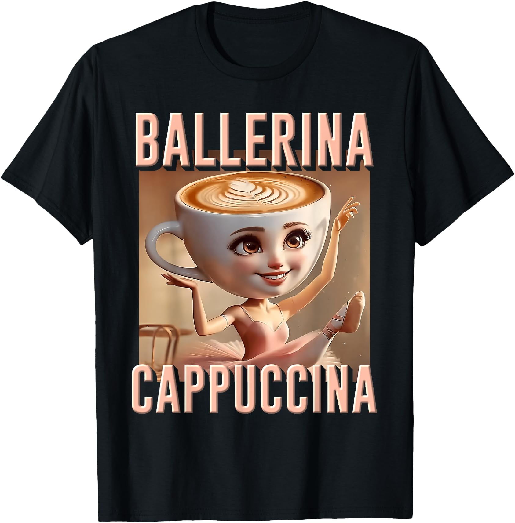 Mädchen T-Shirt Ballerina Cappuccina - 100% Baumwolle Italian Brainrot Design