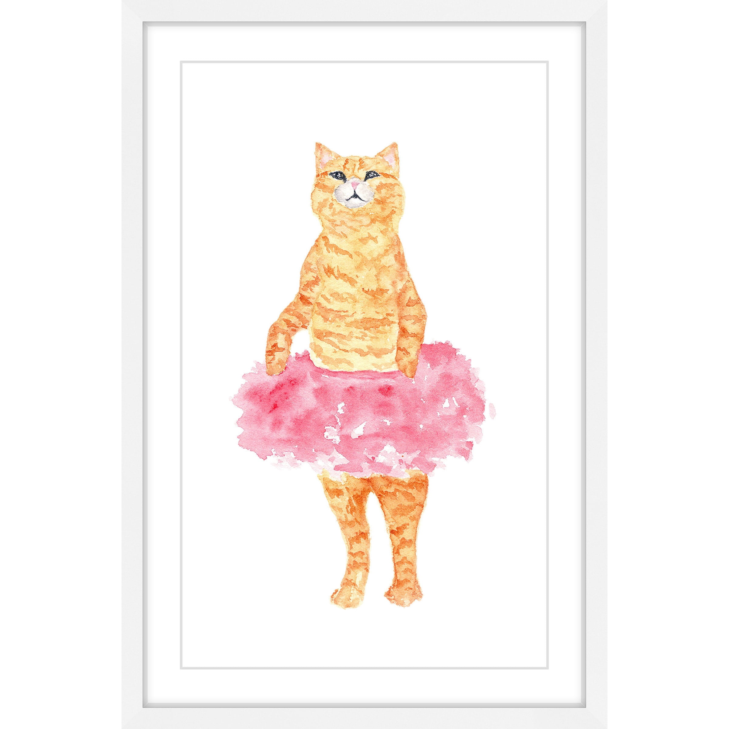 "Ballerina Cat" Framed Painting Print