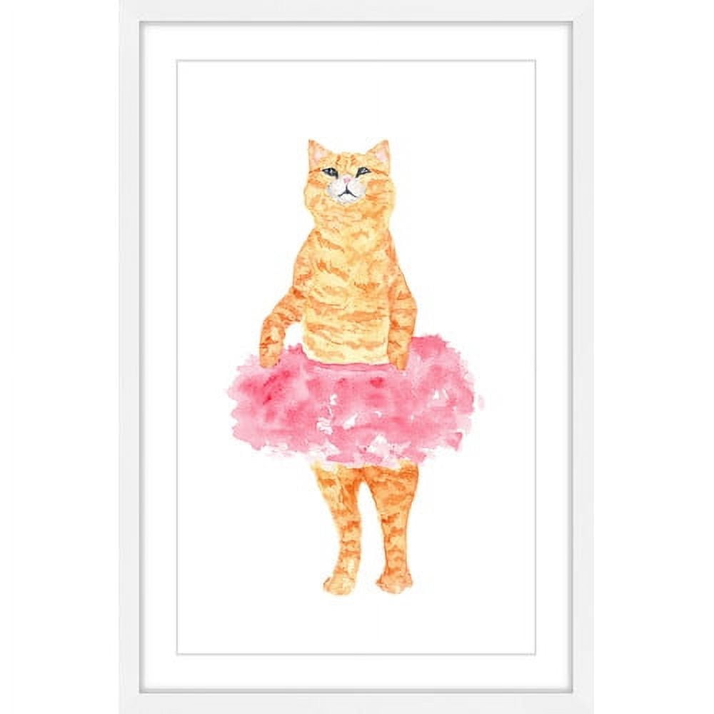 "Ballerina Cat" Framed Painting Print