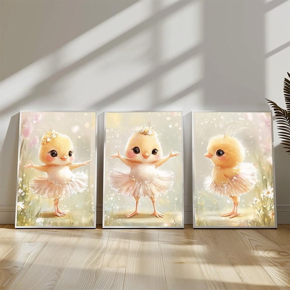 Ballerina Chicks Nursery Art, Dancing Animals Gallery Poster Printed Poster, Poster Only