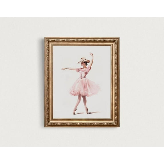 Ballerina Cowgirl Print Series No.3, Original Artwork, Vintage Western Wall Art, Southern Girl Decor, Wild West Aesthetic, Minimalist Wall Art, Modern Wall Decor, 12x18 UNFRAMED