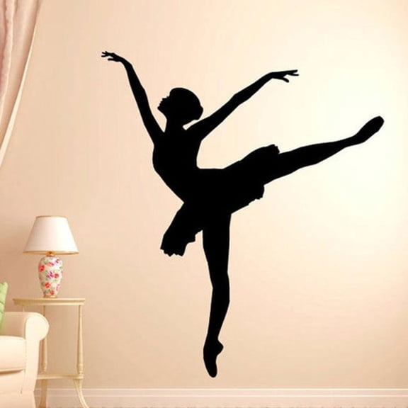 Ballerina Dancer Ballet Wall Decal Silhouette Wall Vinyl Sticker Home Decor 65x57cm