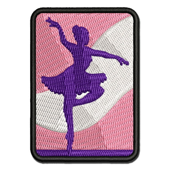 Ballerina Dancer in Tutu On Pointe Applique Multi-Color Embroidered Iron-On Patch - 3 Inch Medium
