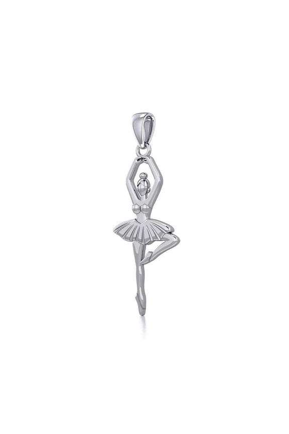 Ballerina Dancing 3D 925 Sterling Silver Pendant Fine Inspirational Jewelry