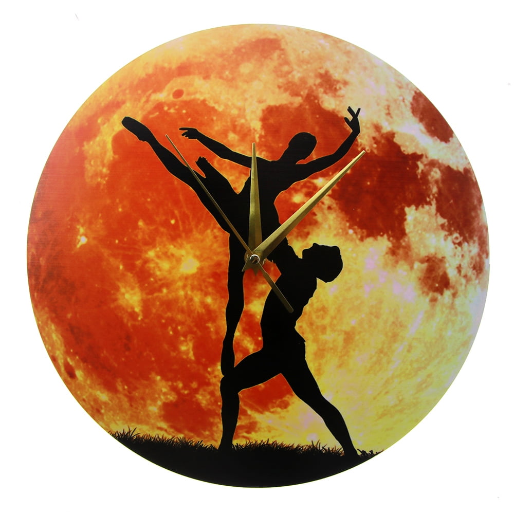 Ballerina Dancing In The Moon Artwork 3D Wall Clock Modern Design