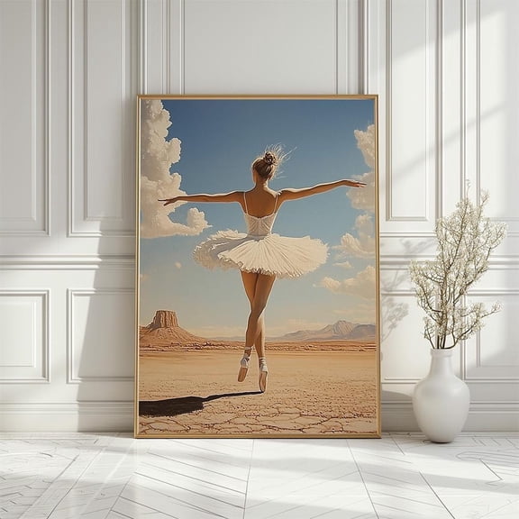 Ballerina Desert Landscape Art Poster: Surreal Ballet Poster, Size 16x24 UNFFRAMED F03.1.7l2200