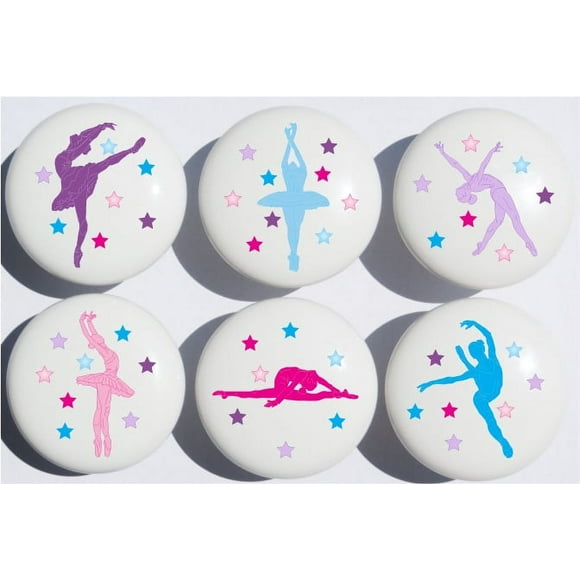Ballerina Drawer Pulls  Ballet Dance Ceramic Cabinet Knobs Presto Chango Decor  1.5 inch / Set of 6