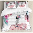 thumbnail image 1 of Ballerina Duvet Cover Set Queen Size, Painting Illustration of Girl with Floral Head Wear and Fluffy Pastel Toned Tutu, 3 Piece Bedding Set with 2 Pillow Shams, Multicolor, by Ambesonne, 1 of 3