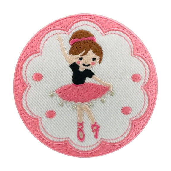 Ballerina Embroidered Patch - Iron/Sew On, 3.38" x 3.38" Applique for Clothes
