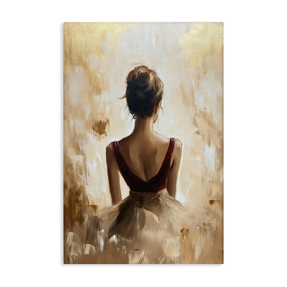 Stupell Industries Ballerina Figure Abstract Portrait Canvas Wall Art, design by Petal Prints Design