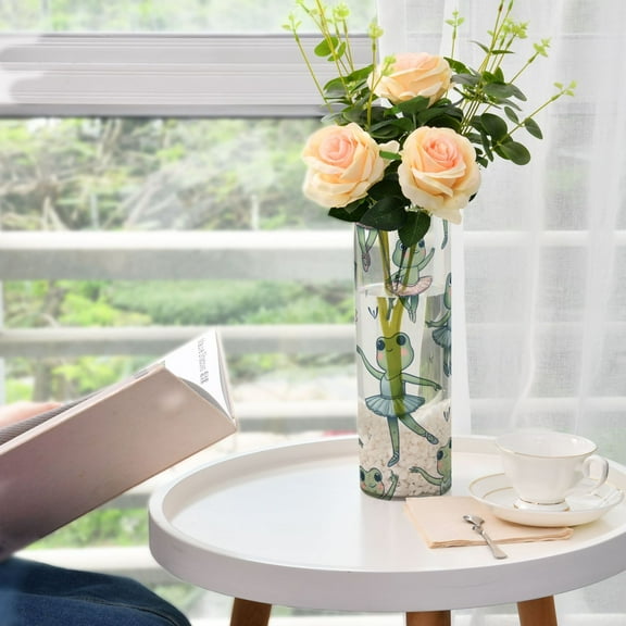 Ballerina Frogs Flower Vase 11.8x3.9 inch Vases Clear Non Breakable Plastic for Modern Home Wedding Decor