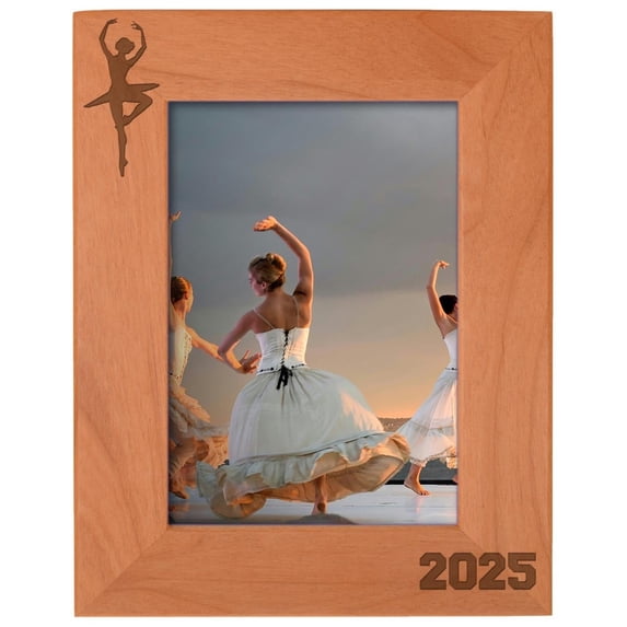 ThisWear Ballerina Gifts 2026 Ballet Recital Frame Ballet Photo Frame Wood Engraved 5x7 Portrait Picture Frame