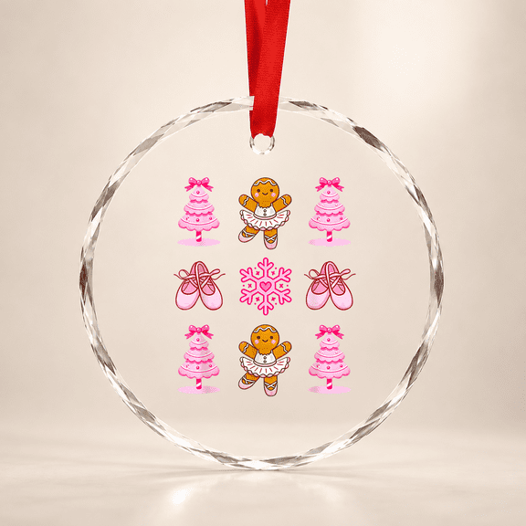 Ballerina Gingerbread Ballet Shoes Dance Teacher Christmas Glass Ornament