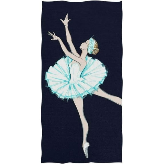 Ballerina Girl Ballet Dancer Dance Swan Lake Theater Costume Design On Dark Blue Soft Bath Towel Absorbent Hand Towels Multipurpose for Bathroom Hotel Gym and Spa 30"x15"