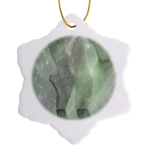 3drose, Ballerina Green, 3 inch Snowflake Porcelain Ornament