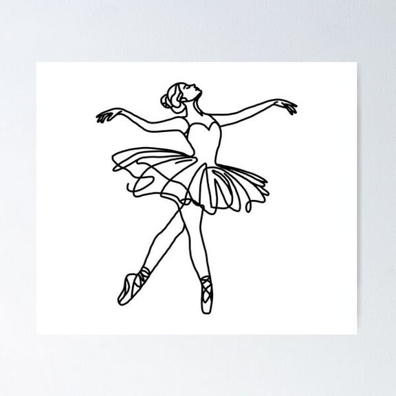 Ballerina Line Art Poster Wall Art, Modern Wall Decor For Living Room Bedroom, 8x12 UNFRAMED